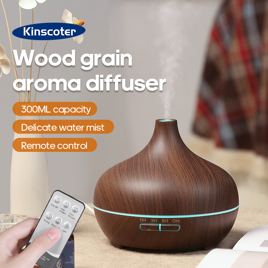 Smart Home Fragrance Diffuser - KINSCOTER Aromatherapie-Diffusor mit Holzmaserung, 300 ml,
