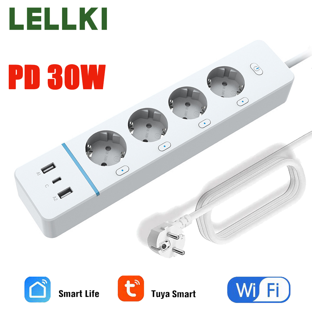 Smart Power Strip - LELLKI WLAN-Steckdose 2A1C PD30W Stromleiste Energiemonitoring