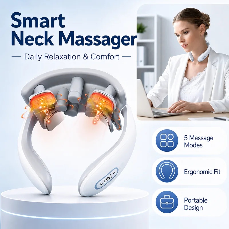 Smart Home Devices - Intelligenter Nackenmassagegerät für Erwachsene, 5 Massagemodi,