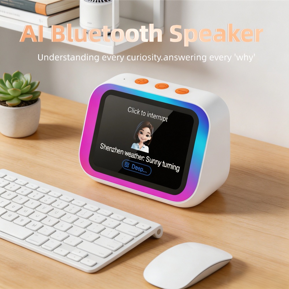 Smart Home Security - KI-Bluetooth-Lautsprecher 5.4 mit KI-Sprachassistent, HD-Touchscreen-Display, elektronischem